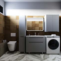 Style Line Тумба с раковиной Марелла 90 Люкс Plus антискрейтч серая матовая – фотография-3